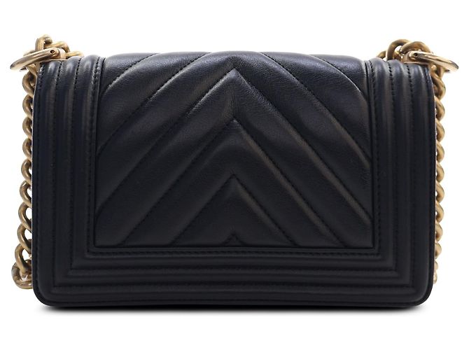 Chanel Black Small Chevron Lambskin Boy Flap - vista 2