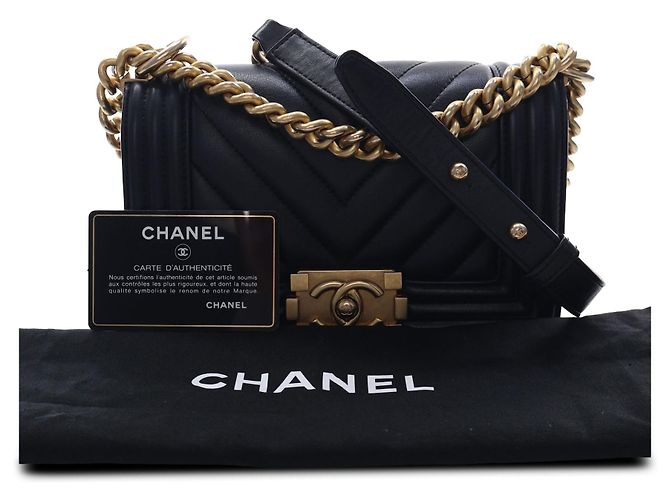 Chanel Black Small Chevron Lambskin Boy Flap - vista 5