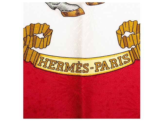Hermès White Les Fetes du Roi Soleil Seidentuch 90 - Ansicht 7