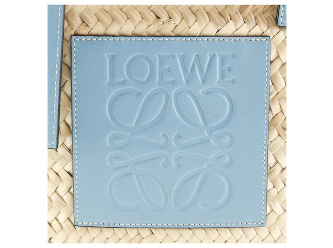 Borsa a Secchiello Loewe Marrone e Azzurro in Pelle e Rafia - vista 10