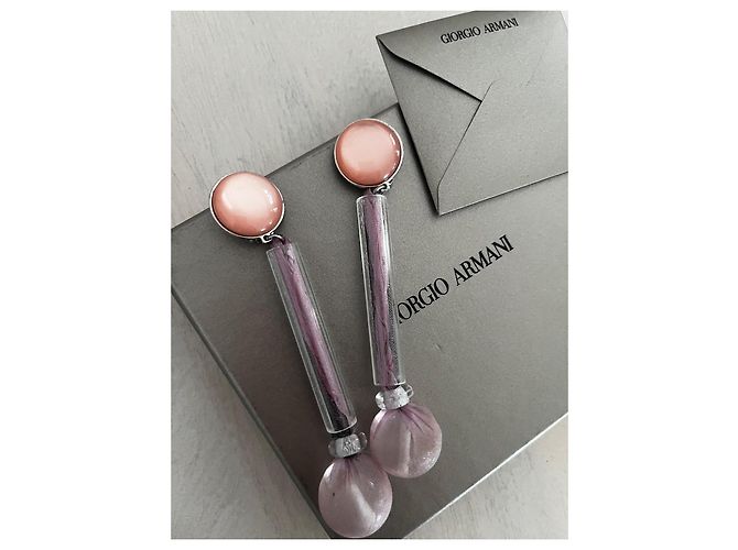 Orecchini a pendente Giorgio Armani perle e tessuto - vista 2