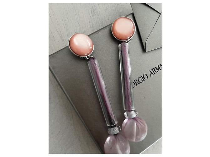 Orecchini a pendente Giorgio Armani perle e tessuto - vista 3