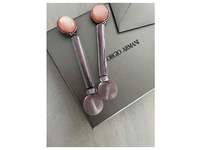 Orecchini a pendente Giorgio Armani perle e tessuto - vista 5