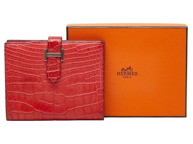 Béarn Hermès Portafoglio Hermes Bearn Compact in Alligator - vista 9