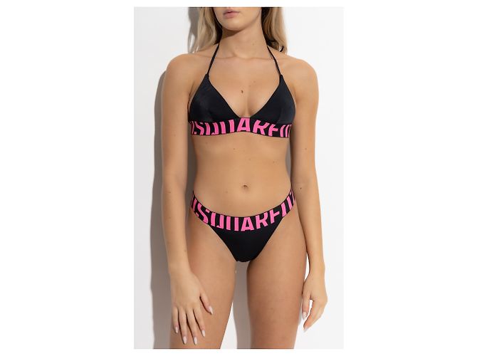 Dsquared2 High Waist Bikinihose Schwarz - Ansicht 2