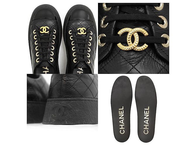 Sapatilhas Chanel em pele e pele envernizada acolchoadas - vista 10