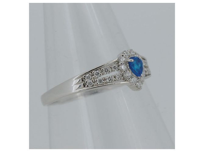 Autre Marque Platinring mit Diamant und Hauyn - Ansicht 2