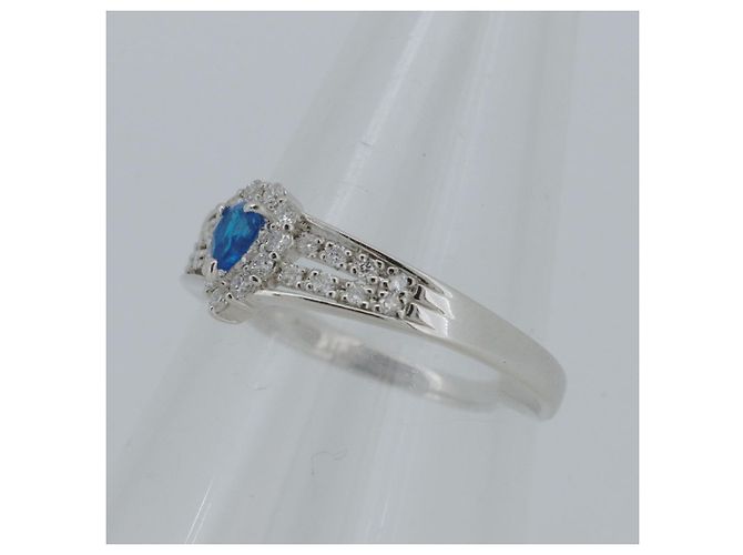 Autre Marque Platinring mit Diamant und Hauyn - Ansicht 3