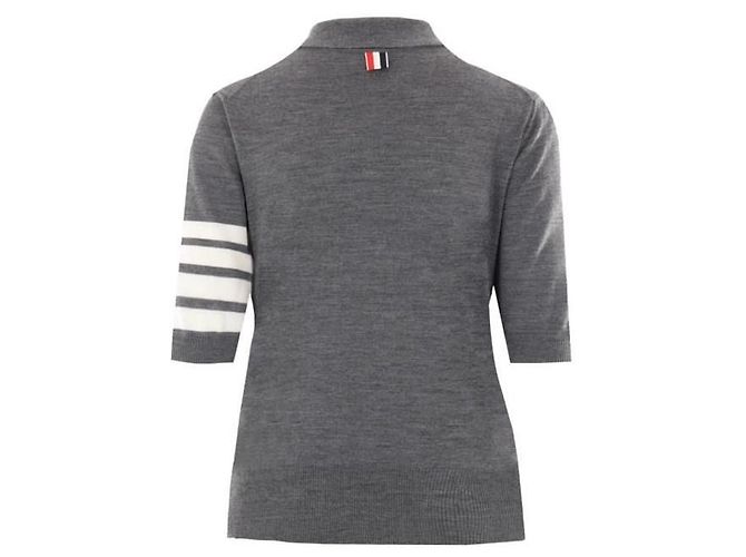Thom Browne Polo relajado de lana gris - vista 2