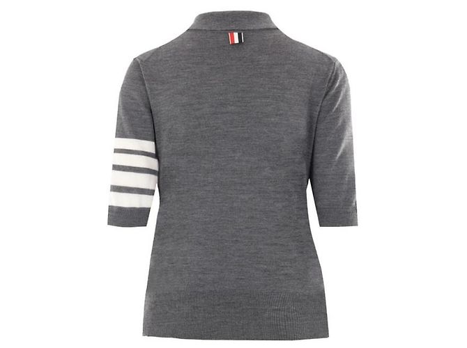 Thom Browne Polo relajado de lana gris - vista 7