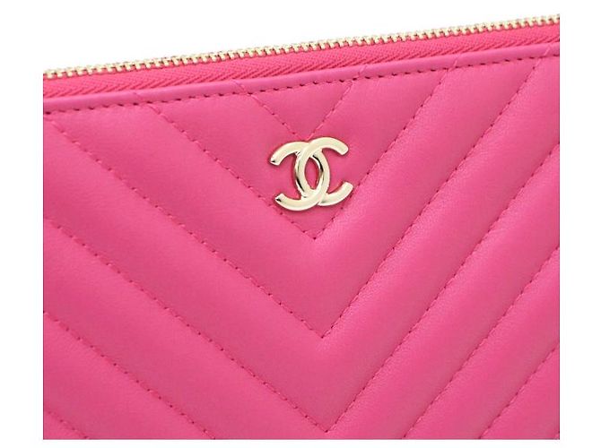 Chanel Clutch Bag New Medium in pelle d'agnello Chevron Gold CC - vista 7