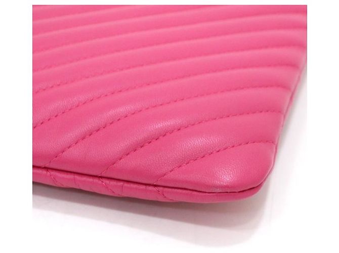 Chanel Clutch Bag New Medium in pelle d'agnello Chevron Gold CC - vista 8