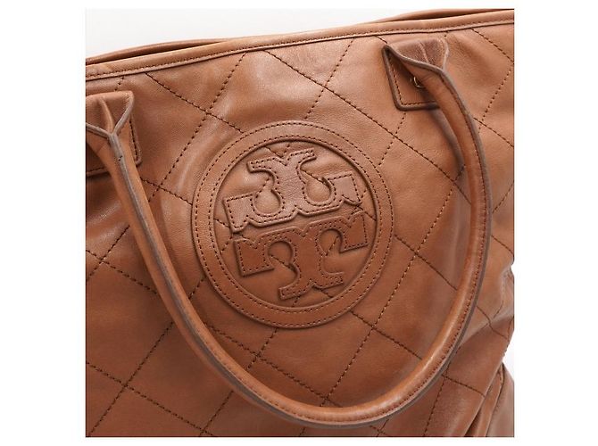 Tory Burch Braune Ledertote und Schultertasche - Ansicht 10