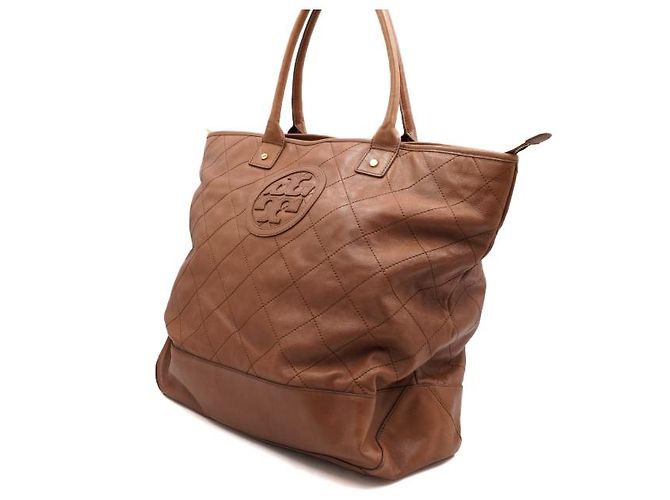 Tory Burch Braune Ledertote und Schultertasche - Ansicht 2