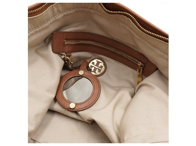 Tory Burch Braune Ledertote und Schultertasche - Ansicht 6