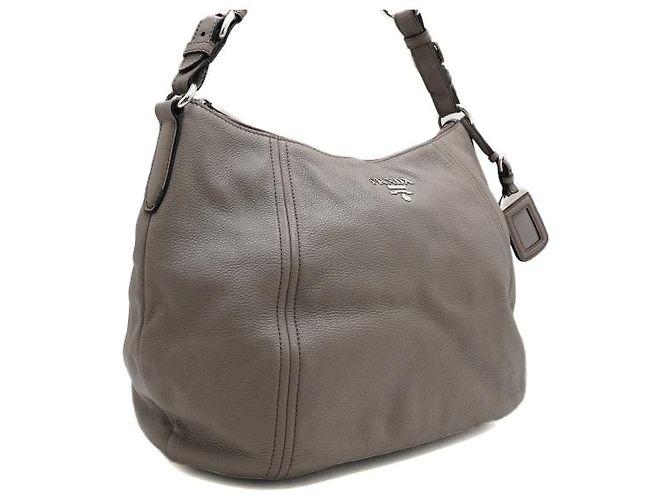 Prada Borsa a tracolla Hobo Argilla Vitello Phoenix Silver Logo - vista 3