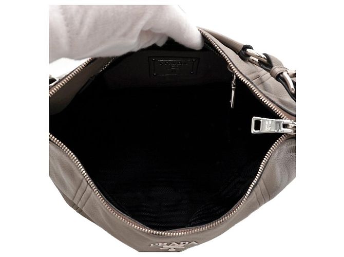 Prada Borsa a tracolla Hobo Argilla Vitello Phoenix Silver Logo - vista 5