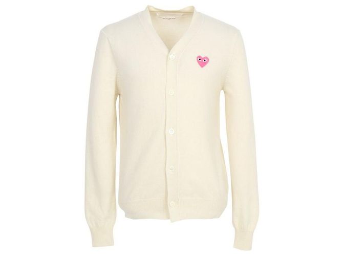 Comme Des Garcons Cardigan con patch a cuore rosa - vista 2