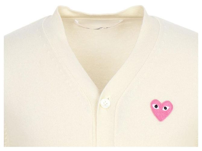 Comme Des Garcons Cardigan con patch a cuore rosa - vista 4