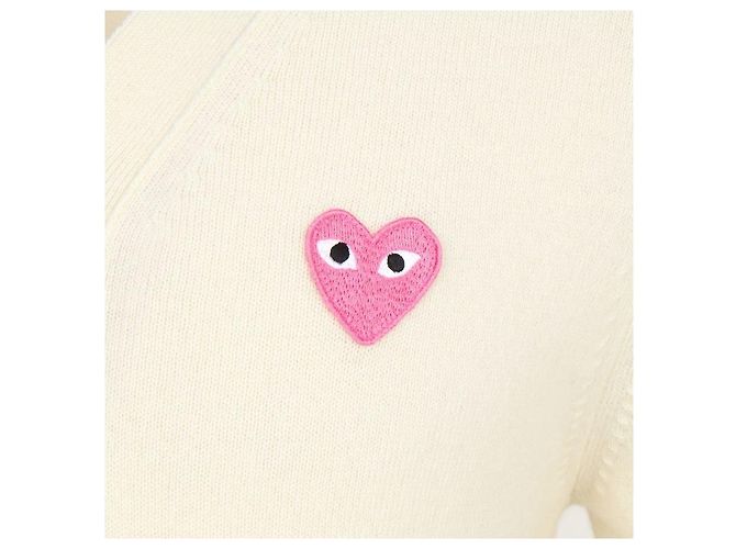 Comme Des Garcons Cardigan con patch a cuore rosa - vista 5
