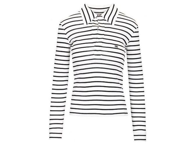 Céline Gestreiftes Polohemd aus Seidenjersey - Ansicht 4
