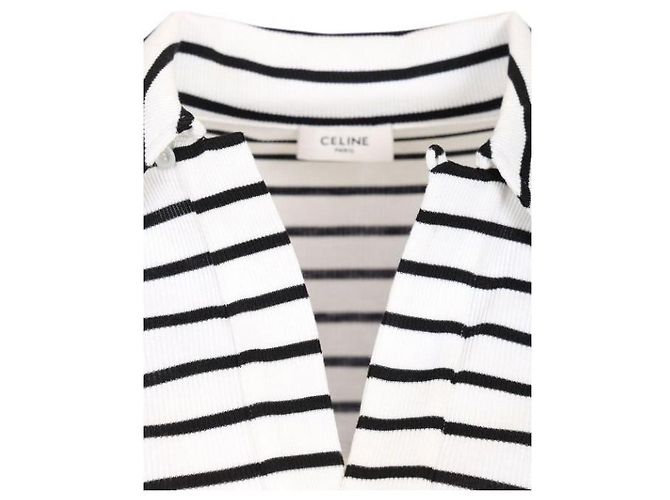 Céline Gestreiftes Polohemd aus Seidenjersey - Ansicht 8