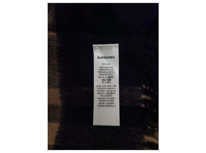 Burberry Sciarpa in cashmere a quadri Indigo Mid Camel - vista 5