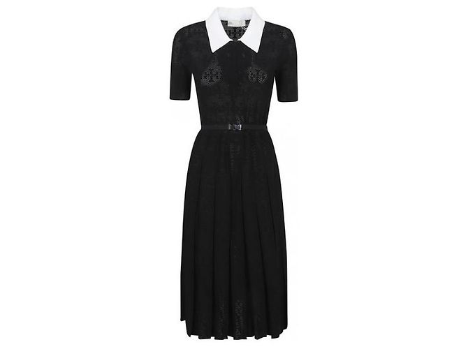 Tory Burch Vestido Plissado Pointelle Monogram - vista 4