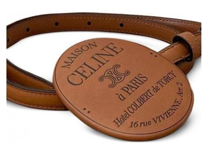 Cintura Céline in pelle Tan Black - vista 5