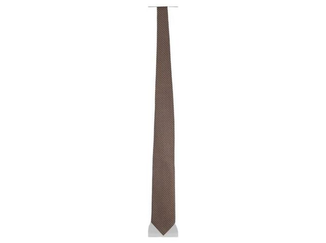 Cravatta in seta Tom Ford Mini Grid Marrone Scuro - vista 3