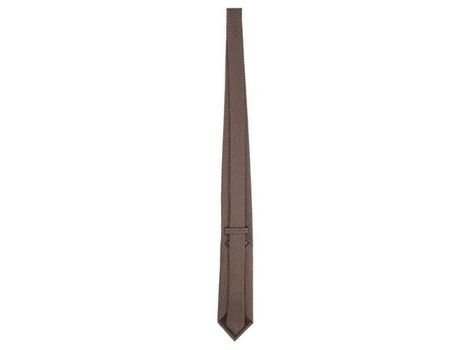 Cravatta in seta Tom Ford Mini Grid Marrone Scuro - vista 4