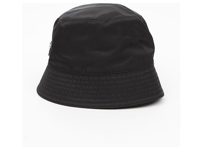 Prada Gorro bucket unisex a rayas con logo triangular negro - vista 3