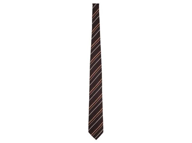 Cravate en soie à rayures Tom Ford Marron Foncé - vue 3