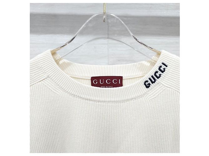 Gucci Intarsia Logo Strickpullover Weiß XL - Ansicht 10