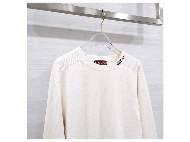 Gucci Intarsia Logo Strickpullover Weiß XL - Ansicht 3