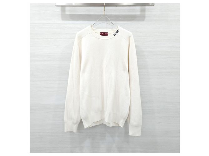 Gucci Intarsia Logo Strickpullover Weiß XL - Ansicht 7