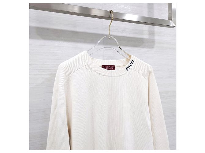 Gucci Intarsia Logo Strickpullover Weiß XL - Ansicht 9