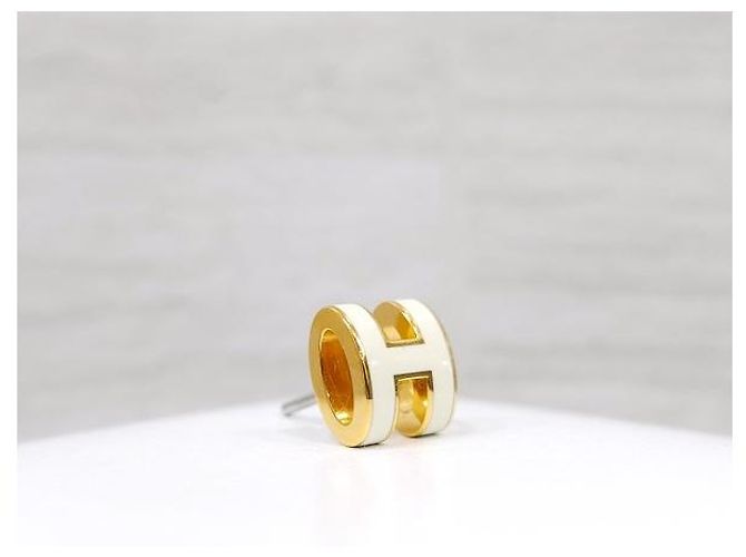 Hermès Mini Pop Ohrring Gold Blanc White - Ansicht 3