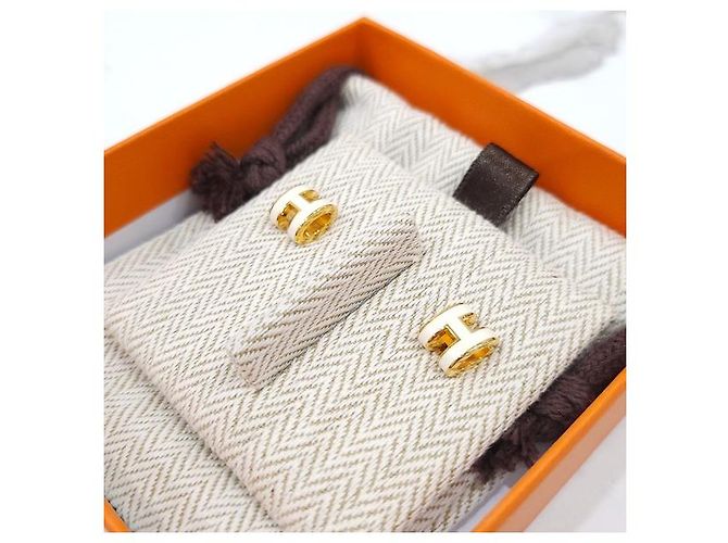 Hermès Mini Pop Ohrring Gold Blanc White - Ansicht 4