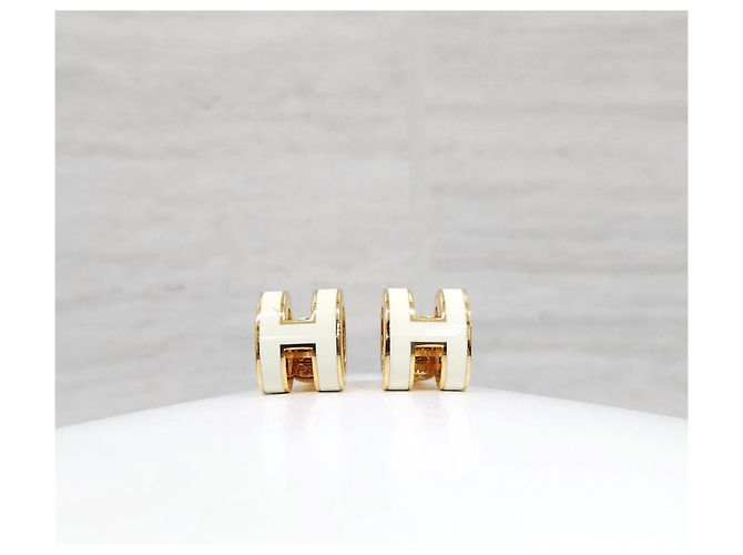 Hermès Mini Pop Ohrring Gold Blanc White - Ansicht 6