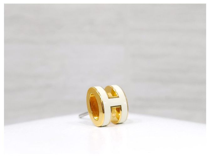 Hermès Mini Pop Ohrring Gold Blanc White - Ansicht 8