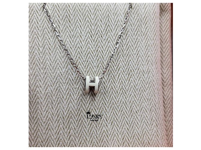 Hermès Collar Mini Pop White Silver - vista 13