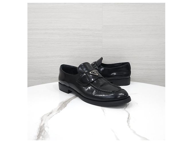 Prada Mocassini in pelle spazzolata Chocolate - vista 9