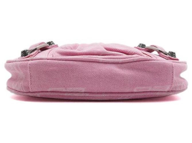 Balenciaga Mini borsa a tracolla in denim rosa - vista 6