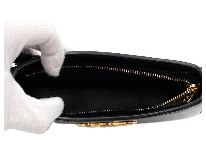 Céline Triomphe Tilly Schultertasche aus schwarzem Leder - Ansicht 5