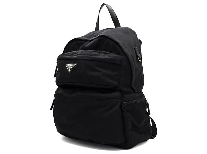 Prada Zaino in nylon nero con logo argento - vista 2