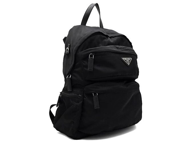Prada Zaino in nylon nero con logo argento - vista 3