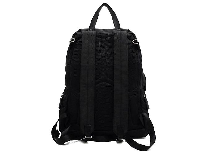 Prada Zaino in nylon nero con logo argento - vista 4