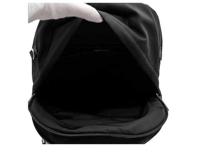 Prada Zaino in nylon nero con logo argento - vista 5