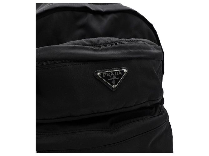 Prada Zaino in nylon nero con logo argento - vista 9
